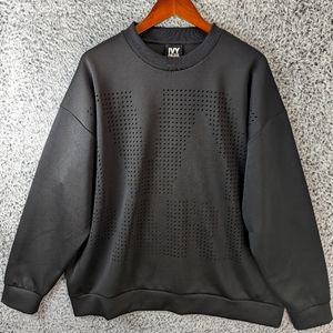 Ivy Park Sweatshirt Womens XL Black Oversized Perforated Spell Out Logo Street